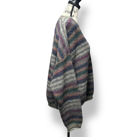 Woolrich Women’s XL Gray Striped Wool Blend Sweater Vintage 80s Crewneck USA - Picture 2 of 8